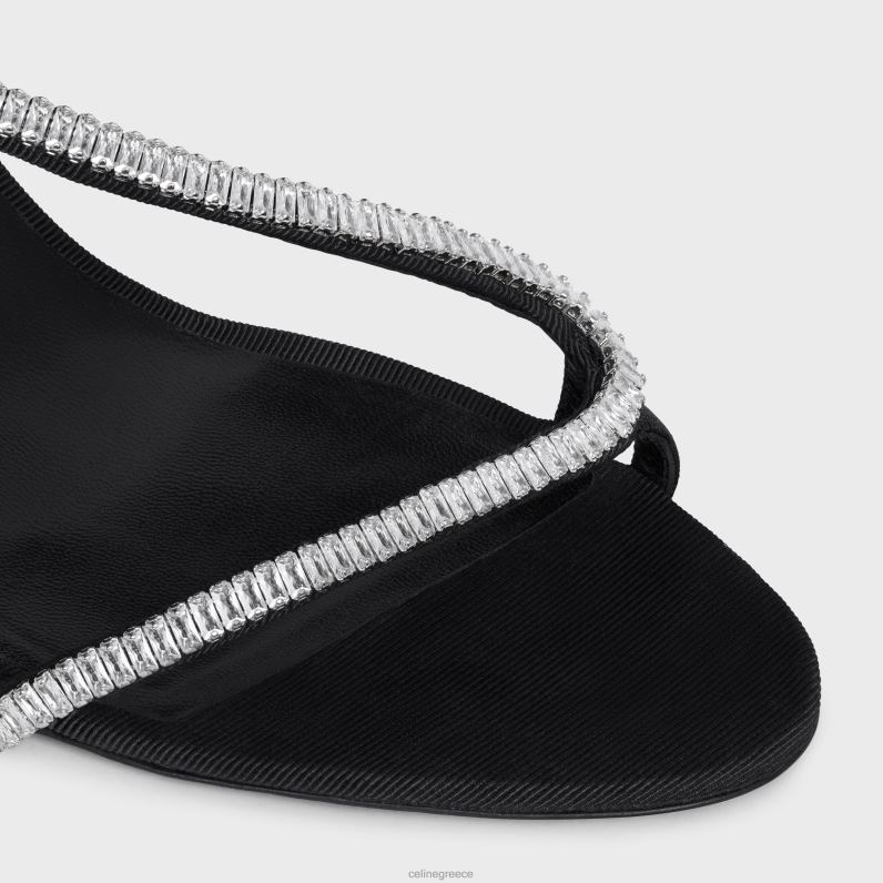 soir cross-over πέδιλο σε gros grain με στρας γυναίκες CELINE 640PT924 είδη υπόδησης μαύρος