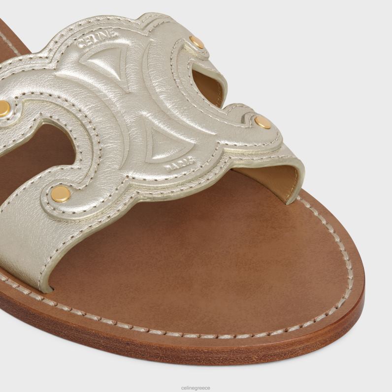 triomphe mule σε μεταλλοποιημένο δέρμα μόσχου γυναίκες CELINE 640PT999 είδη υπόδησης πλατίνα