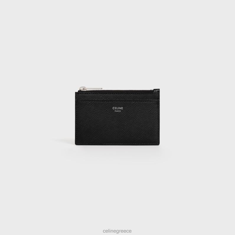 θήκη για κάρτες με φερμουάρ από δέρμα μοσχαριού άνδρες CELINE 640PT2154 αξεσουάρ μαύρος