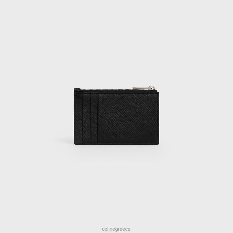 θήκη για κάρτες με φερμουάρ από δέρμα μοσχαριού άνδρες CELINE 640PT2154 αξεσουάρ μαύρος