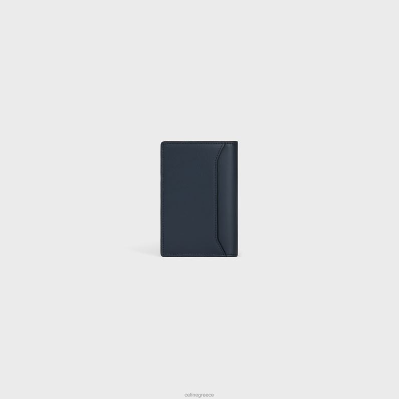 κάθετη θήκη καρτών σε γυαλιστερό δέρμα μοσχαριού άνδρες CELINE 640PT2158 αξεσουάρ bleu sacre