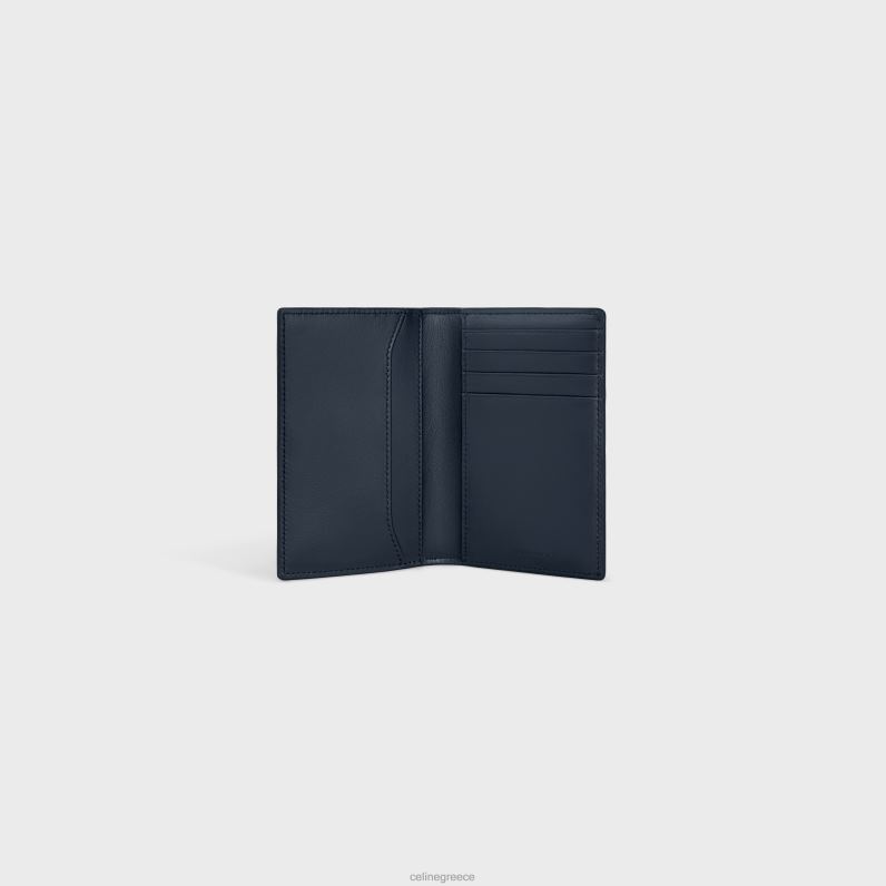 κάθετη θήκη καρτών σε γυαλιστερό δέρμα μοσχαριού άνδρες CELINE 640PT2158 αξεσουάρ bleu sacre