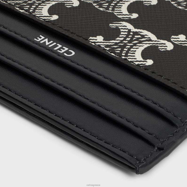 μεγάλη θήκη για κάρτες σε καμβά triomphe δίχρωμη & δέρμα μοσχαριού άνδρες CELINE 640PT2119 αξεσουάρ μαύρο άσπρο