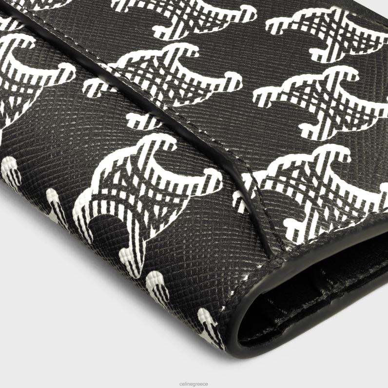 κάθετη θήκη για κάρτες σε καμβά triomphe δίχρωμη άνδρες CELINE 640PT2121 αξεσουάρ μαύρο άσπρο