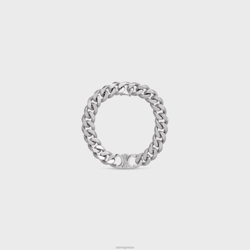 triomphe gourmette βραχιόλι από ορείχαλκο με φινίρισμα ροδίου άνδρες CELINE 640PT2280 αξεσουάρ ασήμι