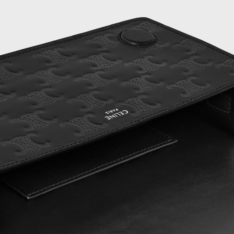 οριζόντιο μανίκι από δέρμα μοσχαριού με ανάγλυφο θρίαμβο άνδρες CELINE 640PT2114 αξεσουάρ μαύρος