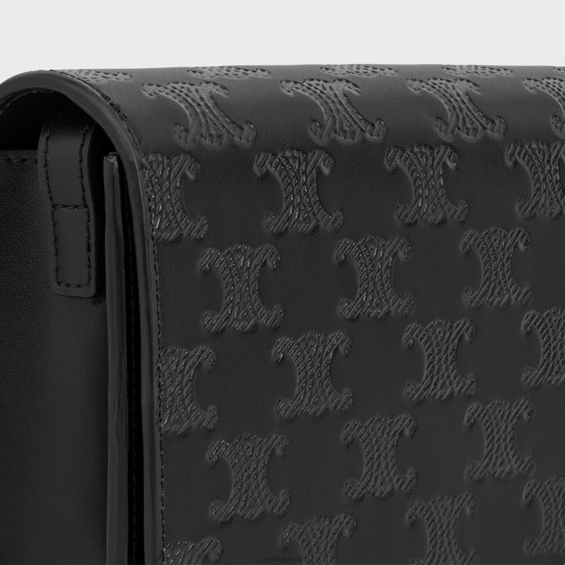 οριζόντιο μανίκι από δέρμα μοσχαριού με ανάγλυφο θρίαμβο άνδρες CELINE 640PT2114 αξεσουάρ μαύρος