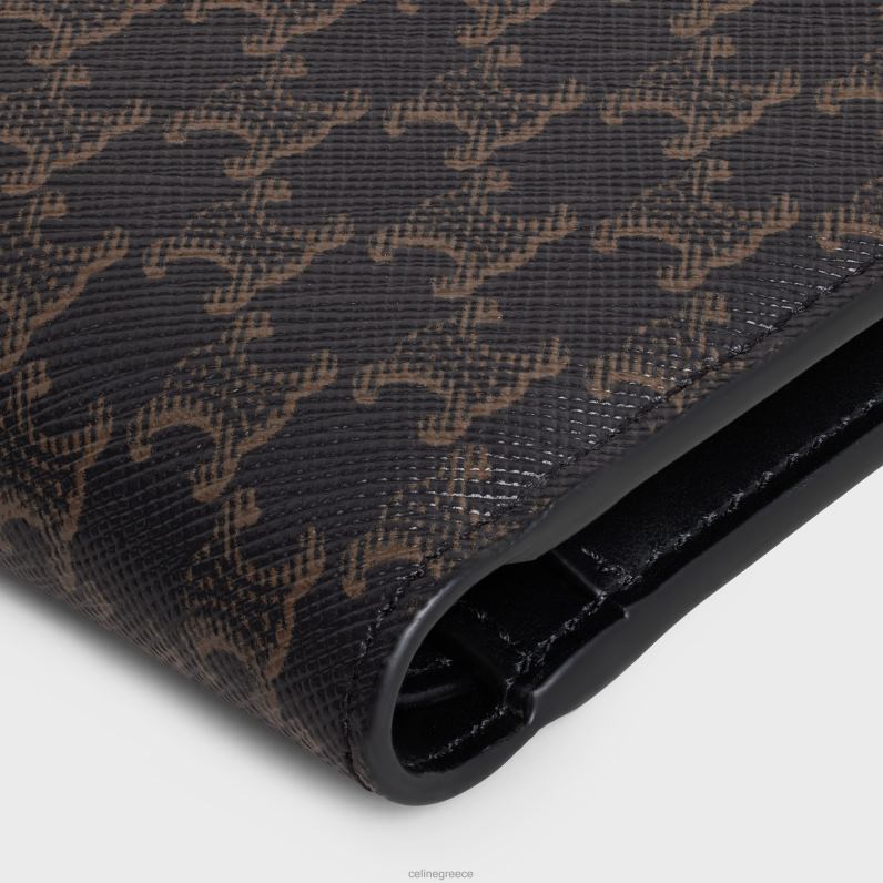 δίπτυχο πορτοφόλι με θήκη για νομίσματα σε καμβά θριάμβου άνδρες CELINE 640PT2133 αξεσουάρ μαύρος