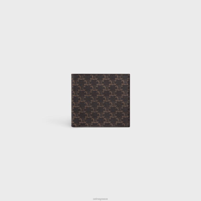 δίπτυχο πορτοφόλι σε καμβά θριάμβου άνδρες CELINE 640PT2134 αξεσουάρ μαύρος