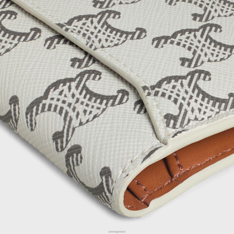 κάθετη θήκη για κάρτες σε καμβά θριάμβου άνδρες CELINE 640PT2138 αξεσουάρ μαύρισμα/εκρού