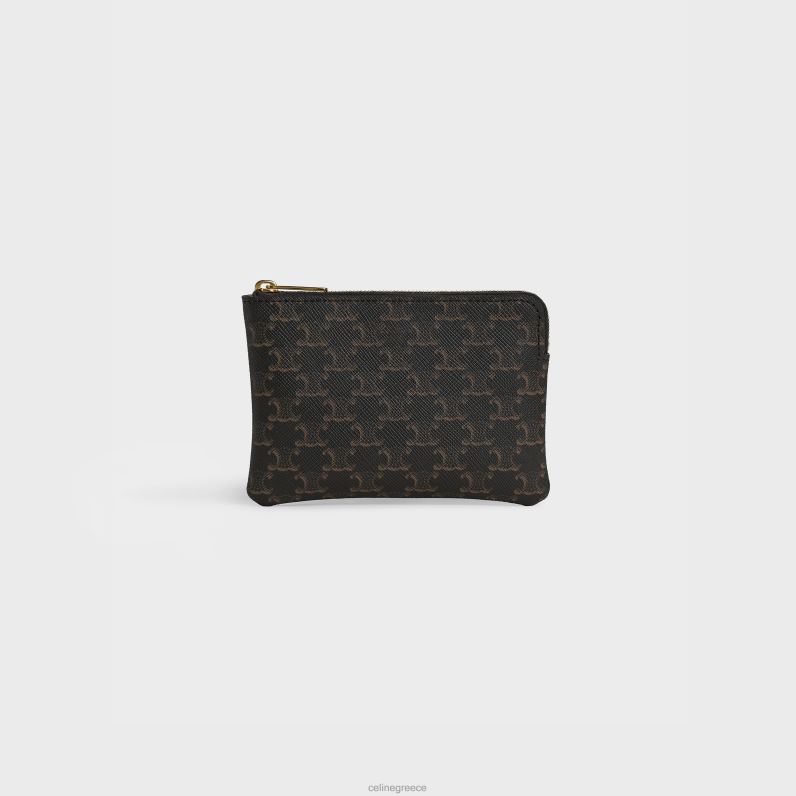 Θήκη για κέρματα και κάρτες σε καμβά θριάμβου άνδρες CELINE 640PT503 αξεσουάρ μαύρος