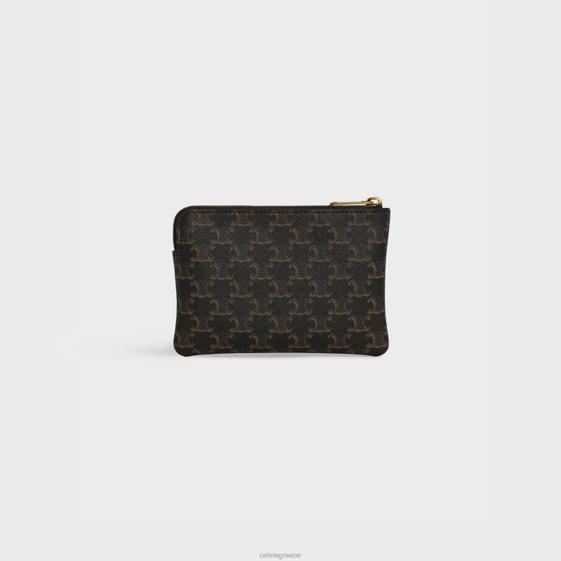 Θήκη για κέρματα και κάρτες σε καμβά θριάμβου άνδρες CELINE 640PT503 αξεσουάρ μαύρος