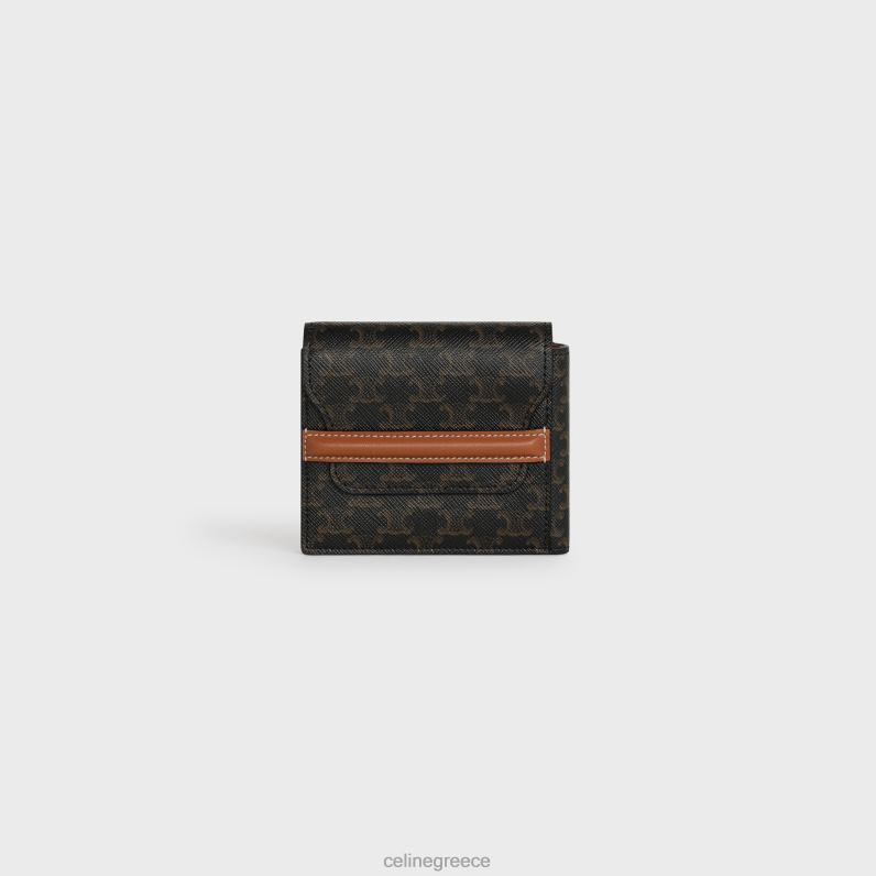 πορτοφόλι origami με flap σε καμβά triomphe & δέρμα αρνιού άνδρες CELINE 640PT2136 αξεσουάρ βυρσοδέψω