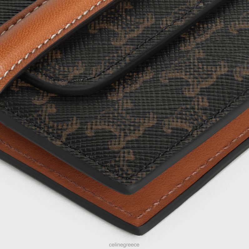 πορτοφόλι origami με flap σε καμβά triomphe & δέρμα αρνιού άνδρες CELINE 640PT2136 αξεσουάρ βυρσοδέψω