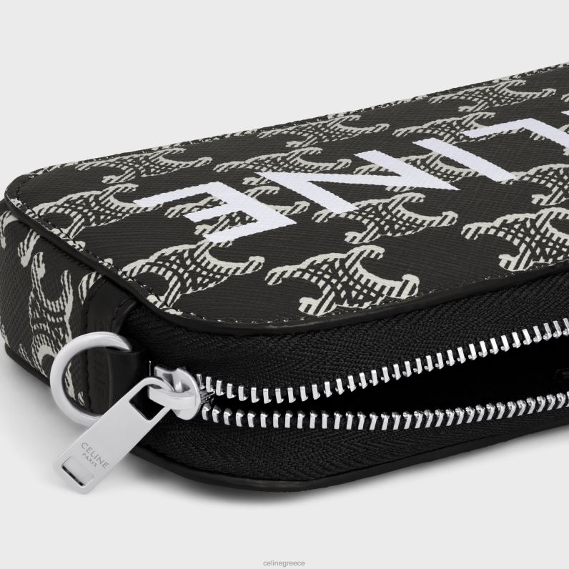 οριζόντια θήκη σε καμβά triomphe δίχρωμη με στάμπα άνδρες CELINE 640PT2118 αξεσουάρ μαύρο άσπρο