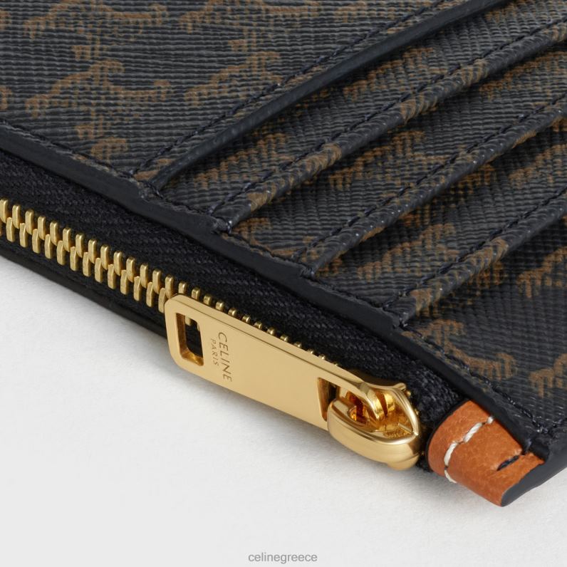 θήκη για κάρτες με φερμουάρ σε καμβά triomphe & δέρμα αρνιού άνδρες CELINE 640PT2124 αξεσουάρ βυρσοδέψω