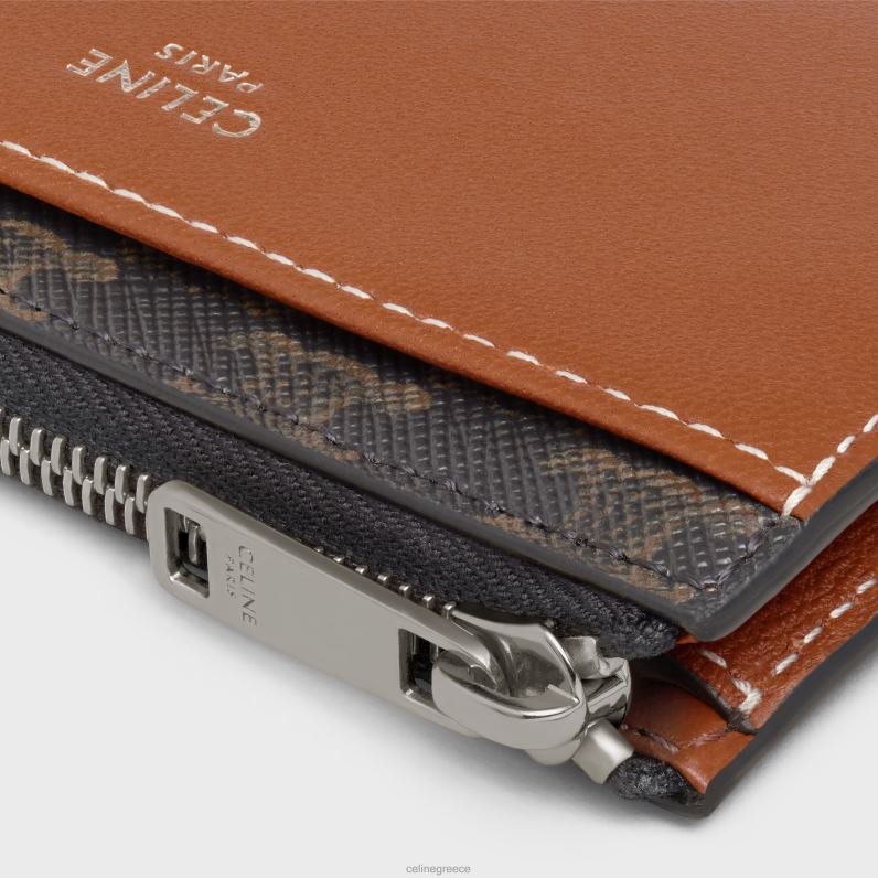 θήκη για κάρτες με φερμουάρ σε καμβά triomphe & δέρμα αρνιού άνδρες CELINE 640PT2126 αξεσουάρ βυρσοδέψω