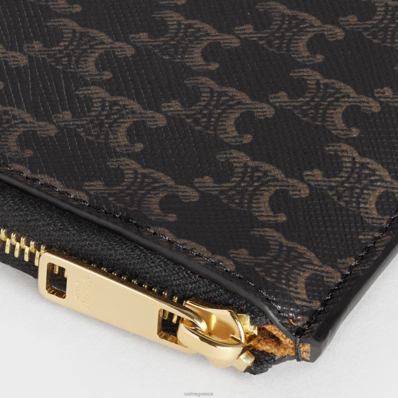 Πορτοφόλι με φερμουάρ με αφαιρούμενη θήκη για κάρτες σε καμβά triomphe & δέρμα αρνιού άνδρες CELINE 640PT2128 αξεσουάρ βυρσοδέψω