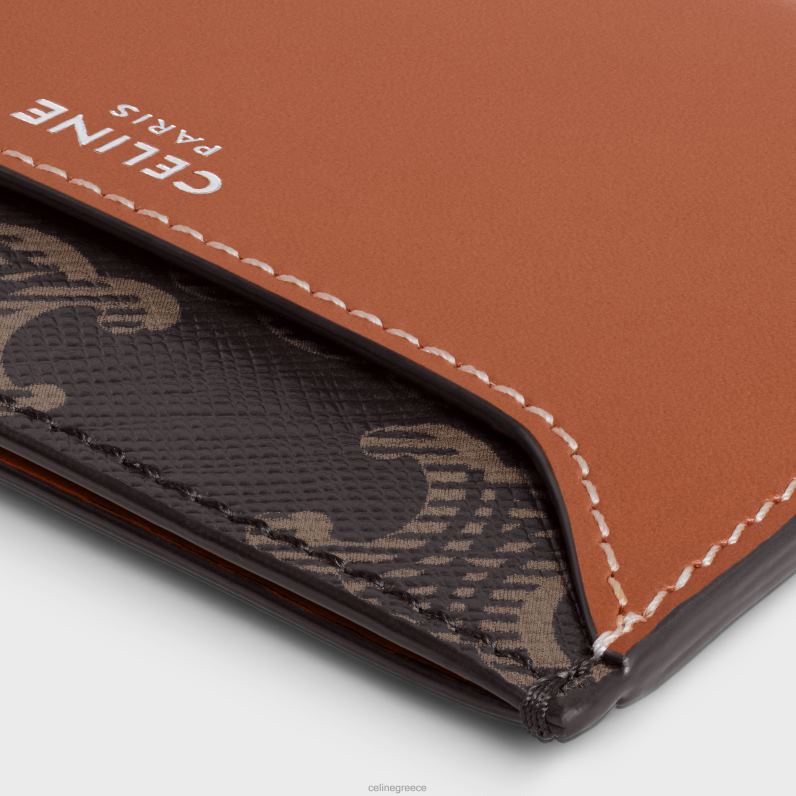 θήκη για κάρτες σε καμβά triomphe & δέρμα μοσχαριού άνδρες CELINE 640PT2130 αξεσουάρ βυρσοδέψω