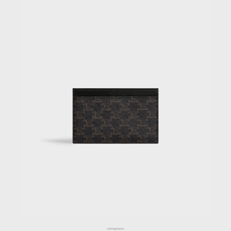 θήκη για κάρτες σε καμβά triomphe & δέρμα μοσχαριού άνδρες CELINE 640PT2131 αξεσουάρ μαύρος