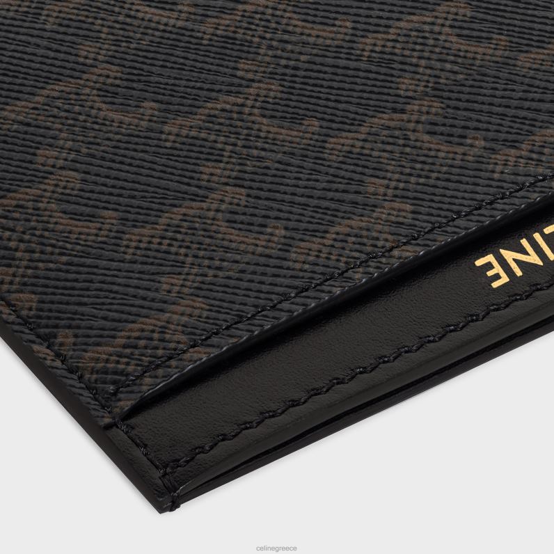 θήκη για κάρτες σε καμβά triomphe & δέρμα μοσχαριού άνδρες CELINE 640PT2131 αξεσουάρ μαύρος