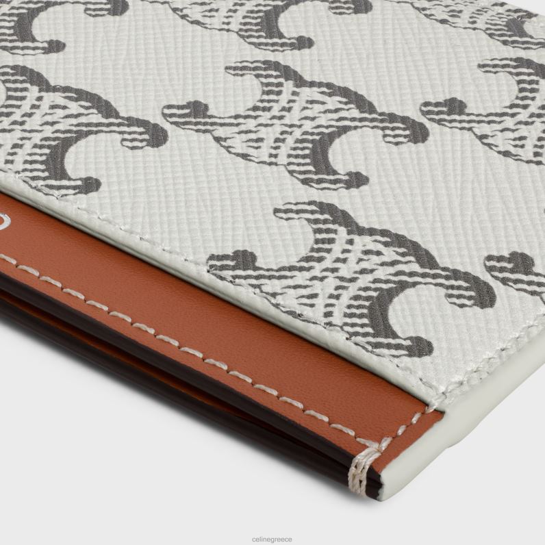 θήκη για κάρτες σε καμβά triomphe & δέρμα μοσχαριού άνδρες CELINE 640PT2132 αξεσουάρ μαύρισμα/εκρού