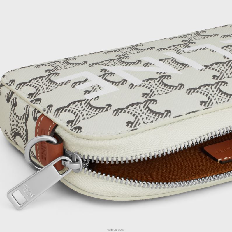οριζόντια θήκη σε καμβά triomphe με στάμπα άνδρες CELINE 640PT2140 αξεσουάρ μαύρισμα/εκρού