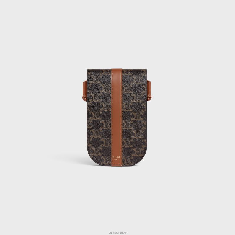θήκη τηλεφώνου σε καμβά triomphe & δέρμα μοσχαριού άνδρες CELINE 640PT2141 αξεσουάρ βυρσοδέψω