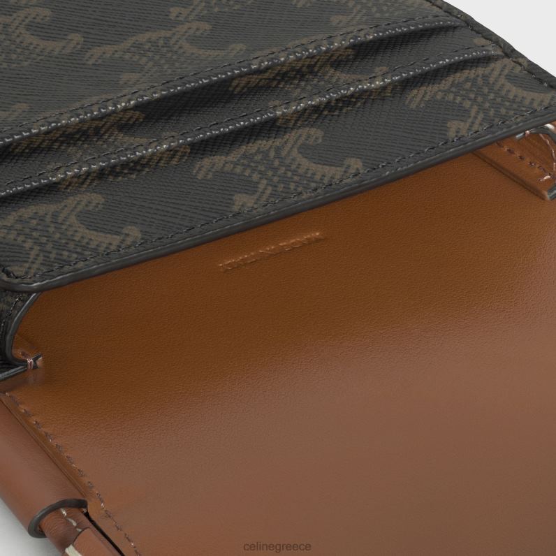 θήκη τηλεφώνου σε καμβά triomphe & δέρμα μοσχαριού άνδρες CELINE 640PT2141 αξεσουάρ βυρσοδέψω