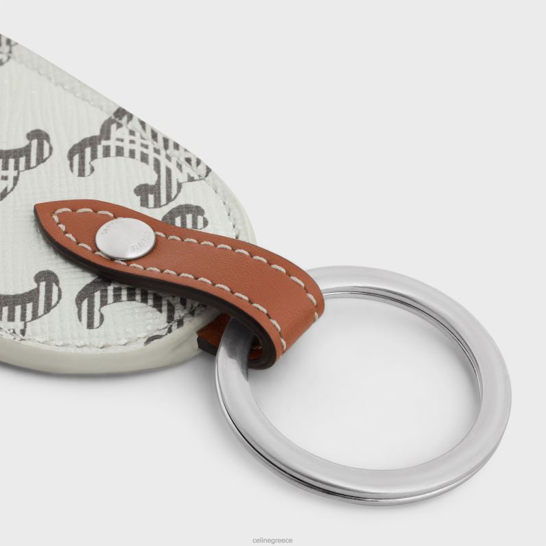 κλειδοθήκη σε καμβά triomphe & δέρμα μοσχαριού άνδρες CELINE 640PT2147 αξεσουάρ μαύρισμα/εκρού