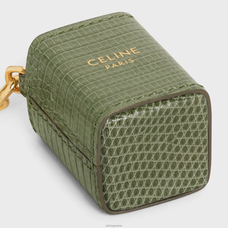 μινιατούρα γούρι θήκης αρώματος σε σαύρα άνδρες CELINE 640PT1474 αξεσουάρ ελαφρύ χακί