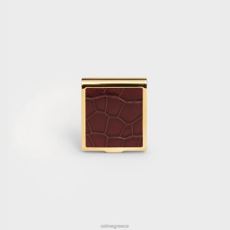 κουτί σπίρτα από ορείχαλκο & αλιγάτορα άνδρες CELINE 640PT1555 αξεσουάρ Βουργουνδία