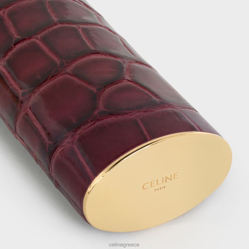 μεγάλη θήκη αναπτήρα από ορείχαλκο & αλιγάτορα άνδρες CELINE 640PT1556 αξεσουάρ Βουργουνδία