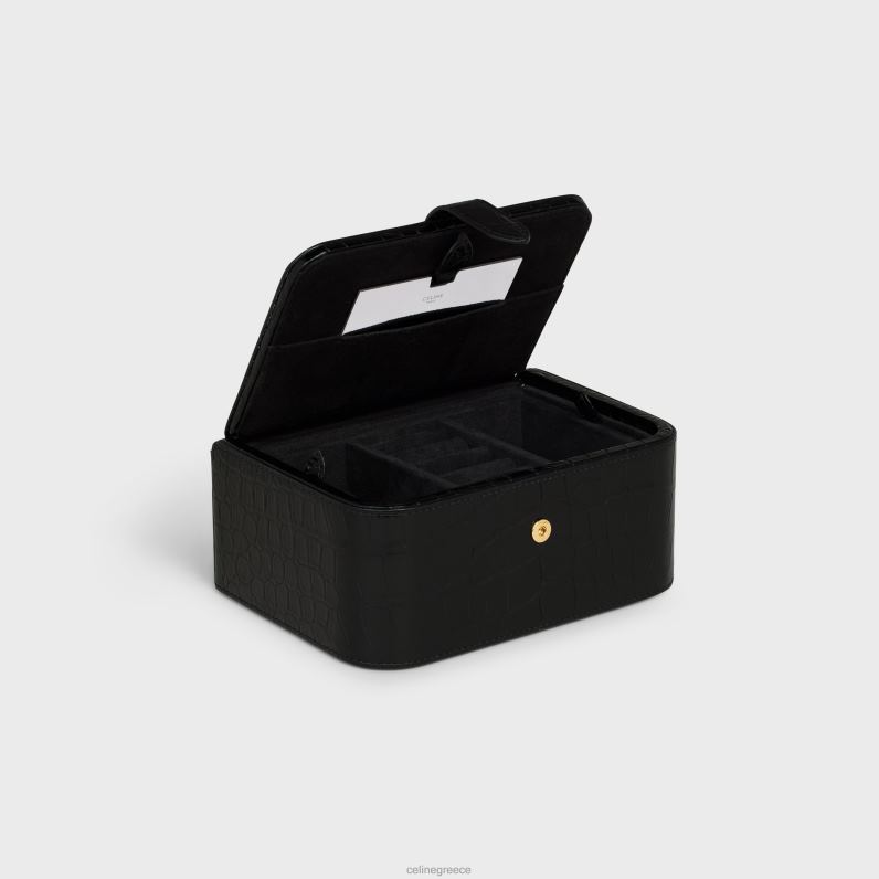 μεγάλη θήκη με κοσμήματα σε κροκόδειλο άνδρες CELINE 640PT1560 αξεσουάρ μαύρος