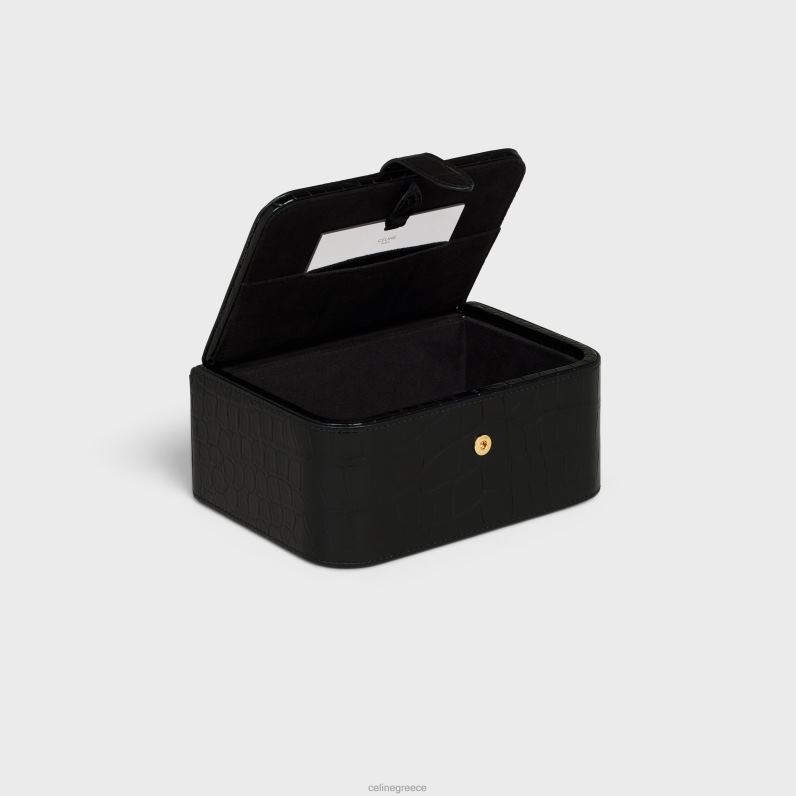 μεγάλη θήκη με κοσμήματα σε κροκόδειλο άνδρες CELINE 640PT1560 αξεσουάρ μαύρος