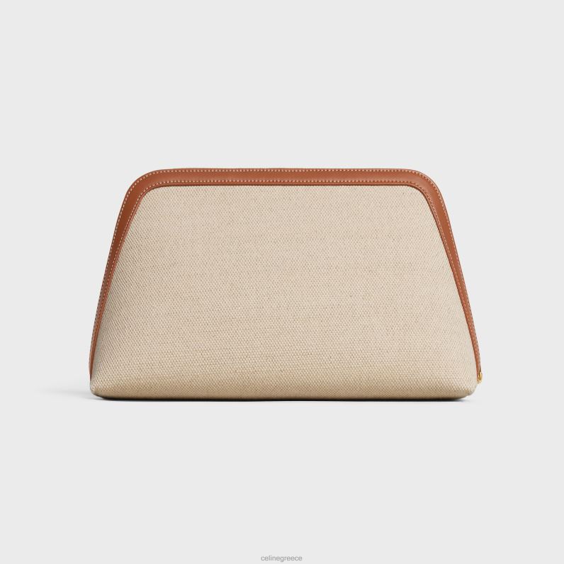 μεγάλη θήκη καλλυντικών σε ύφασμα & δέρμα μοσχαριού άνδρες CELINE 640PT1577 αξεσουάρ φυσικός/μαύρισμα