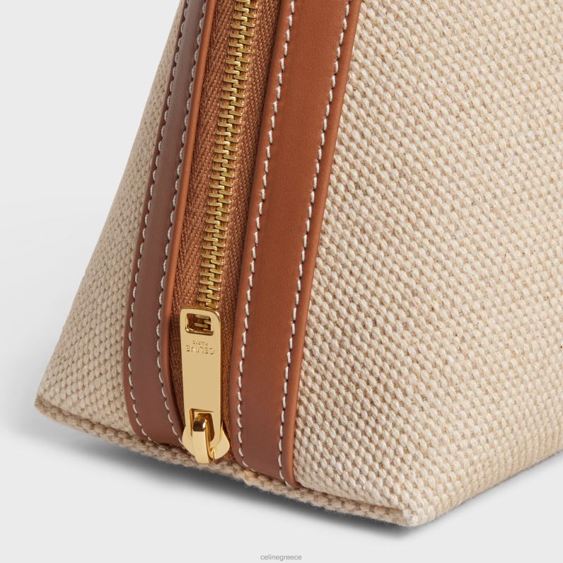 μεγάλη θήκη καλλυντικών σε ύφασμα & δέρμα μοσχαριού άνδρες CELINE 640PT1577 αξεσουάρ φυσικός/μαύρισμα