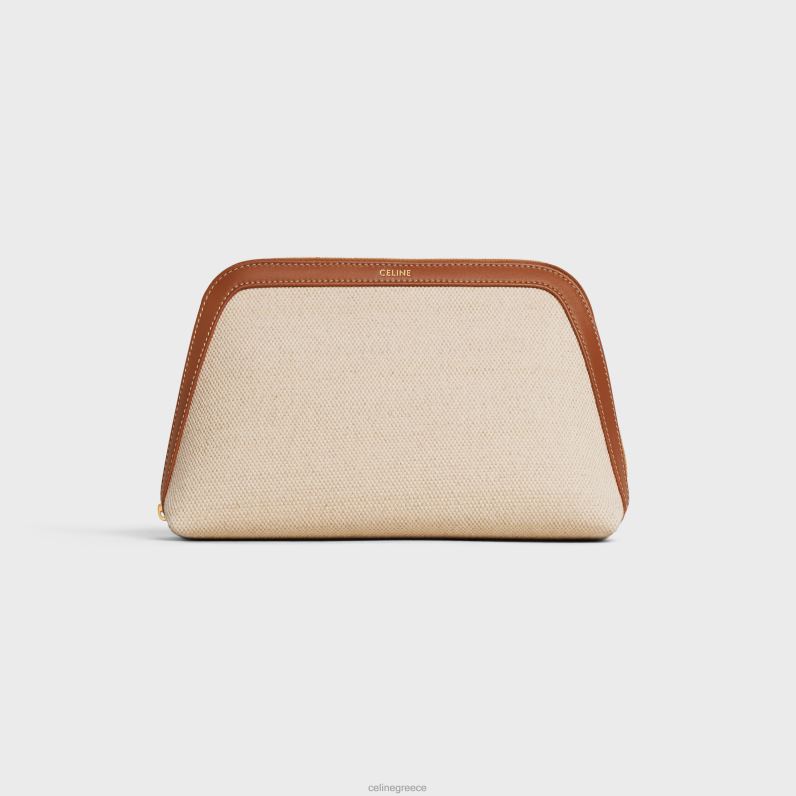 μεσαία θήκη καλλυντικών σε ύφασμα & δέρμα μοσχαριού άνδρες CELINE 640PT1578 αξεσουάρ φυσικός/μαύρισμα