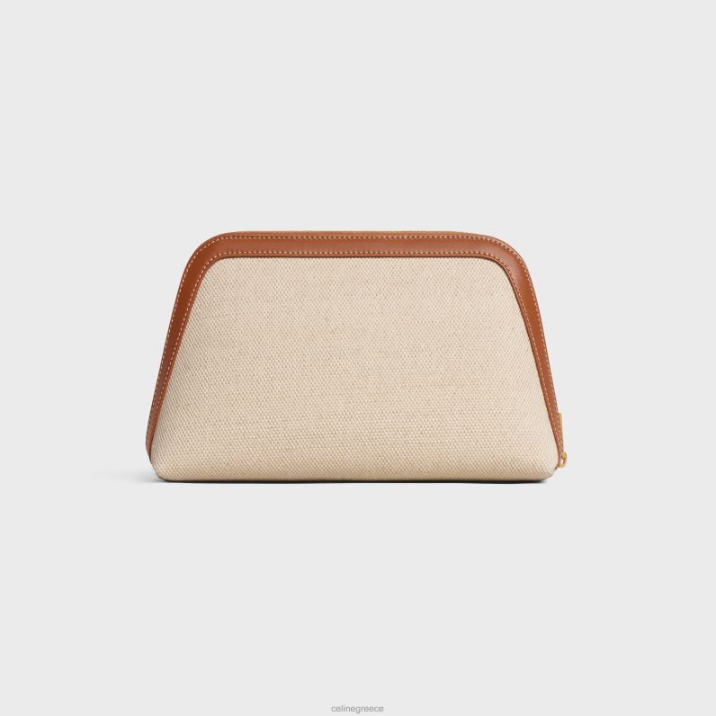 μεσαία θήκη καλλυντικών σε ύφασμα & δέρμα μοσχαριού άνδρες CELINE 640PT1578 αξεσουάρ φυσικός/μαύρισμα