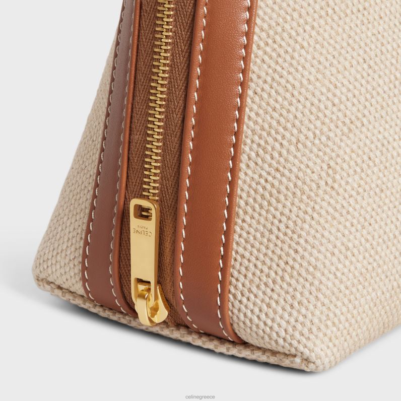 μεσαία θήκη καλλυντικών σε ύφασμα & δέρμα μοσχαριού άνδρες CELINE 640PT1578 αξεσουάρ φυσικός/μαύρισμα