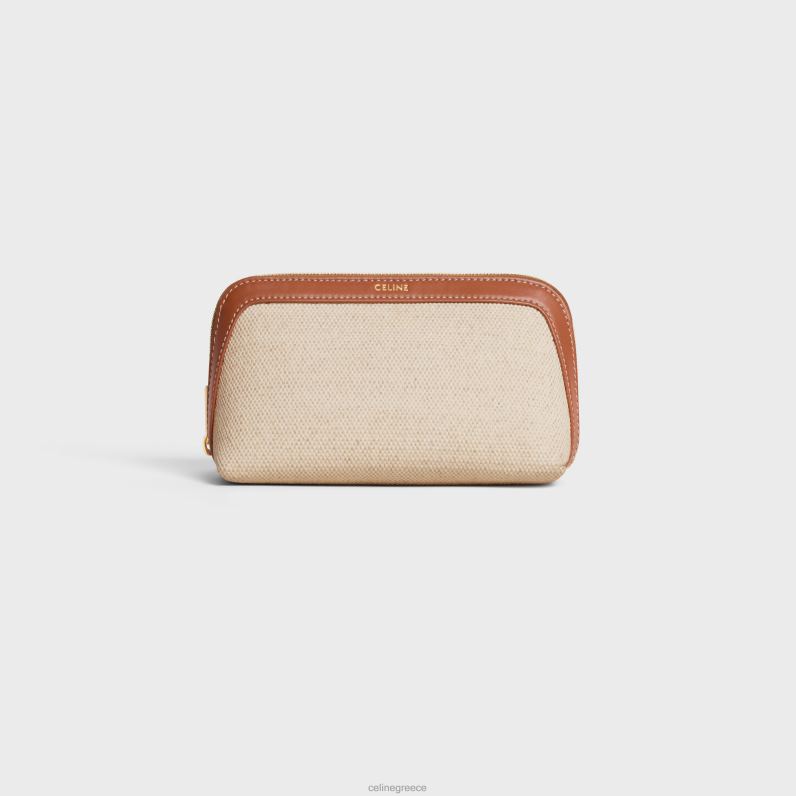 μικρό πουγκάκι καλλυντικών σε ύφασμα & δέρμα μοσχαριού άνδρες CELINE 640PT1579 αξεσουάρ φυσικός/μαύρισμα