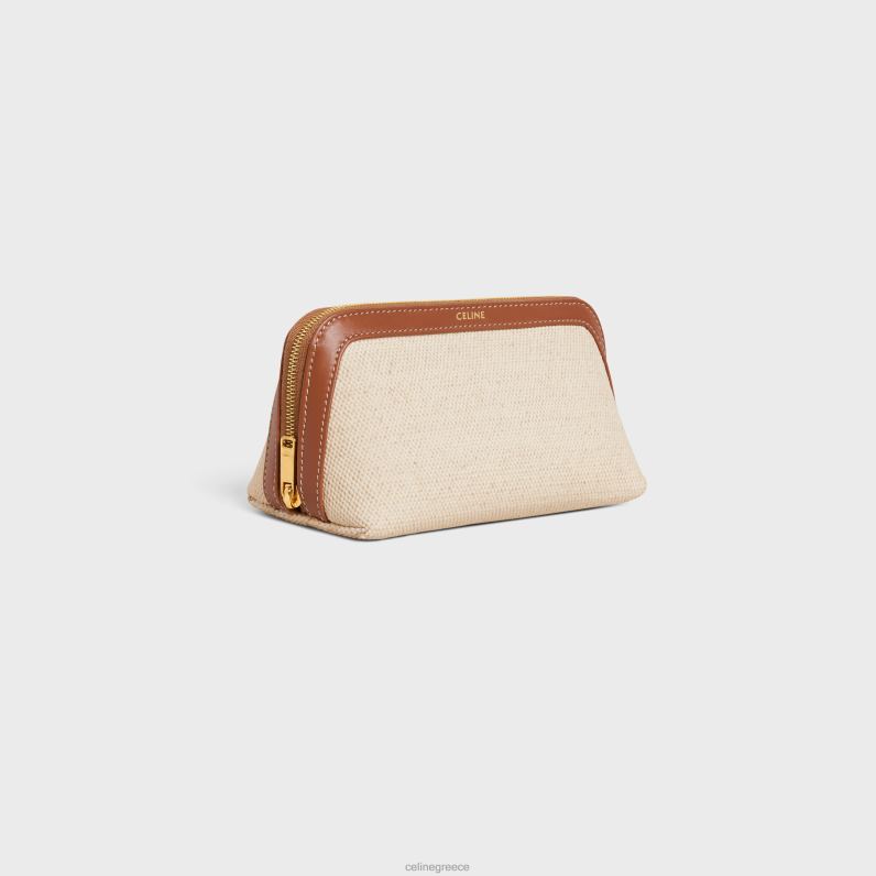 μικρό πουγκάκι καλλυντικών σε ύφασμα & δέρμα μοσχαριού άνδρες CELINE 640PT1579 αξεσουάρ φυσικός/μαύρισμα