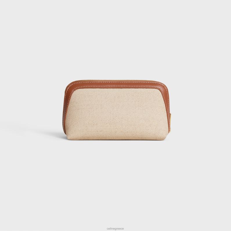 μικρό πουγκάκι καλλυντικών σε ύφασμα & δέρμα μοσχαριού άνδρες CELINE 640PT1579 αξεσουάρ φυσικός/μαύρισμα