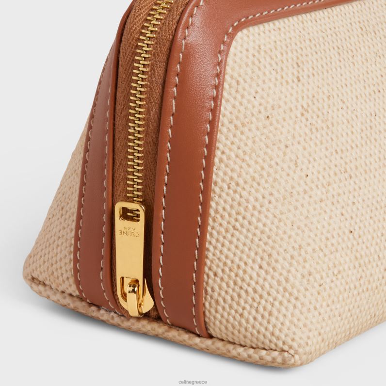 μικρό πουγκάκι καλλυντικών σε ύφασμα & δέρμα μοσχαριού άνδρες CELINE 640PT1579 αξεσουάρ φυσικός/μαύρισμα