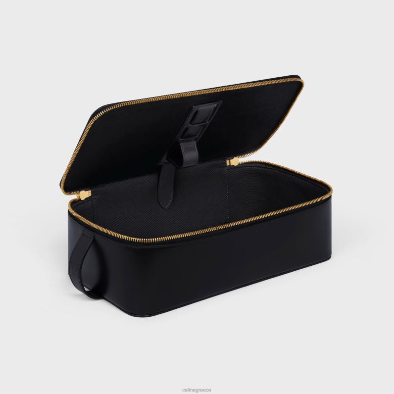 μεγάλη θήκη περιποίησης σε γυαλιστερό δέρμα μοσχαριού άνδρες CELINE 640PT1585 αξεσουάρ μαύρος