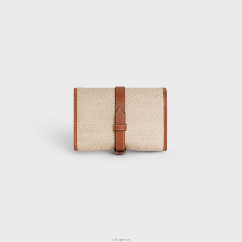 πουγκί κοσμήματος από ύφασμα & δέρμα μοσχαριού άνδρες CELINE 640PT1595 αξεσουάρ φυσικός/μαύρισμα