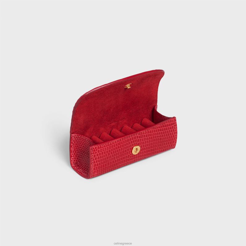 θήκη για δαχτυλίδι σε σαύρα άνδρες CELINE 640PT1597 αξεσουάρ ποπ κόκκινο