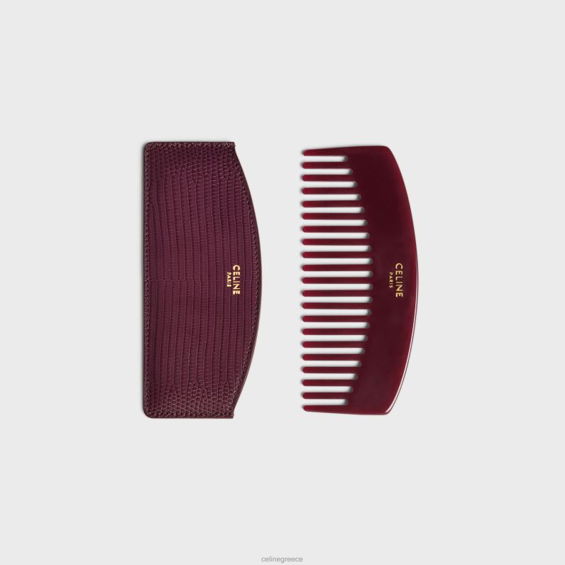 κυρτή χτένα μαλλιών σε σαύρα άνδρες CELINE 640PT1608 αξεσουάρ acai