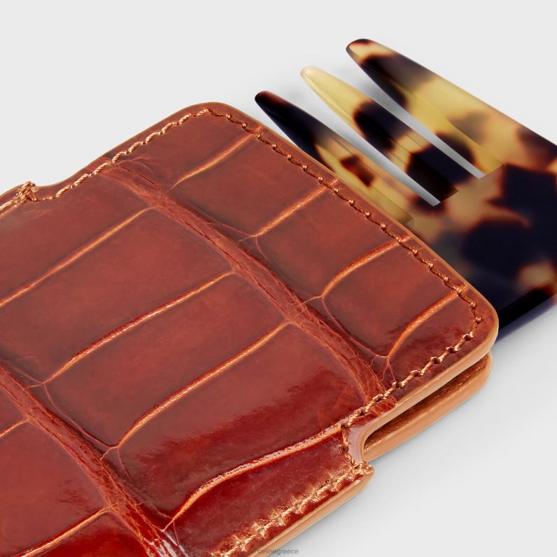 μικρή χτένα μαλλιών σε κροκόδειλο άνδρες CELINE 640PT1611 αξεσουάρ σφεντάμι