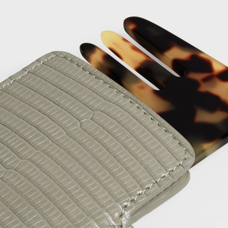 μικρή χτένα μαλλιών σε σαύρα άνδρες CELINE 640PT1612 αξεσουάρ πράσινο πηλό